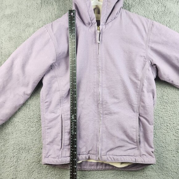 Canvas Sherpa Lined Jacket Youth Regular Large 14-18 Workwear Outdoors Hooded - Picture 5 of 13